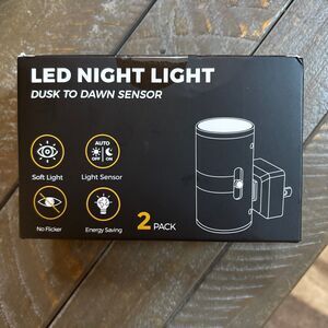 L LOHAS LED Night Light Dusk To Dawn Sensor Soft Light 2 Pack Black